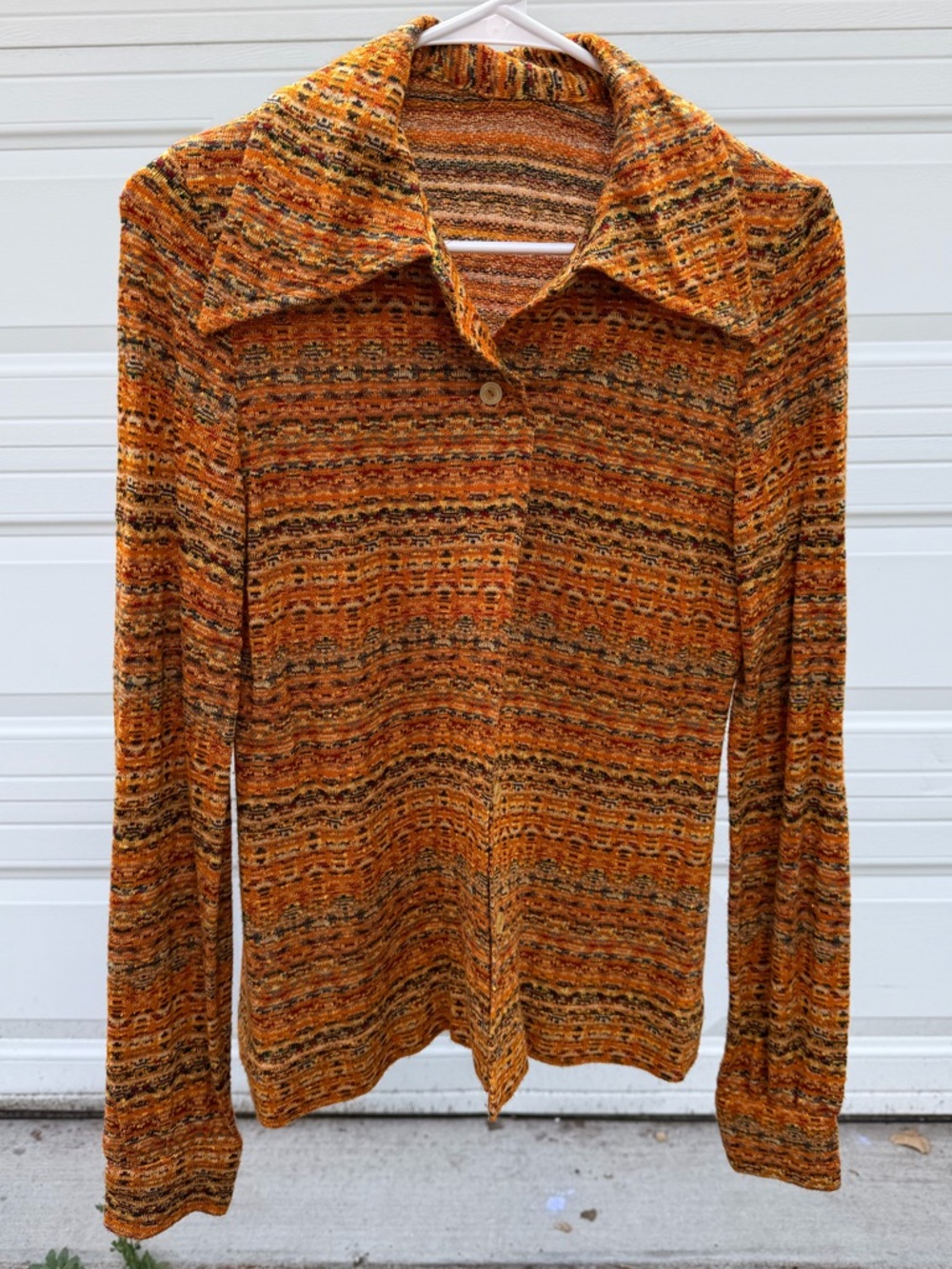 Vintage Women’s Orange Marled Collared Knit Sweater